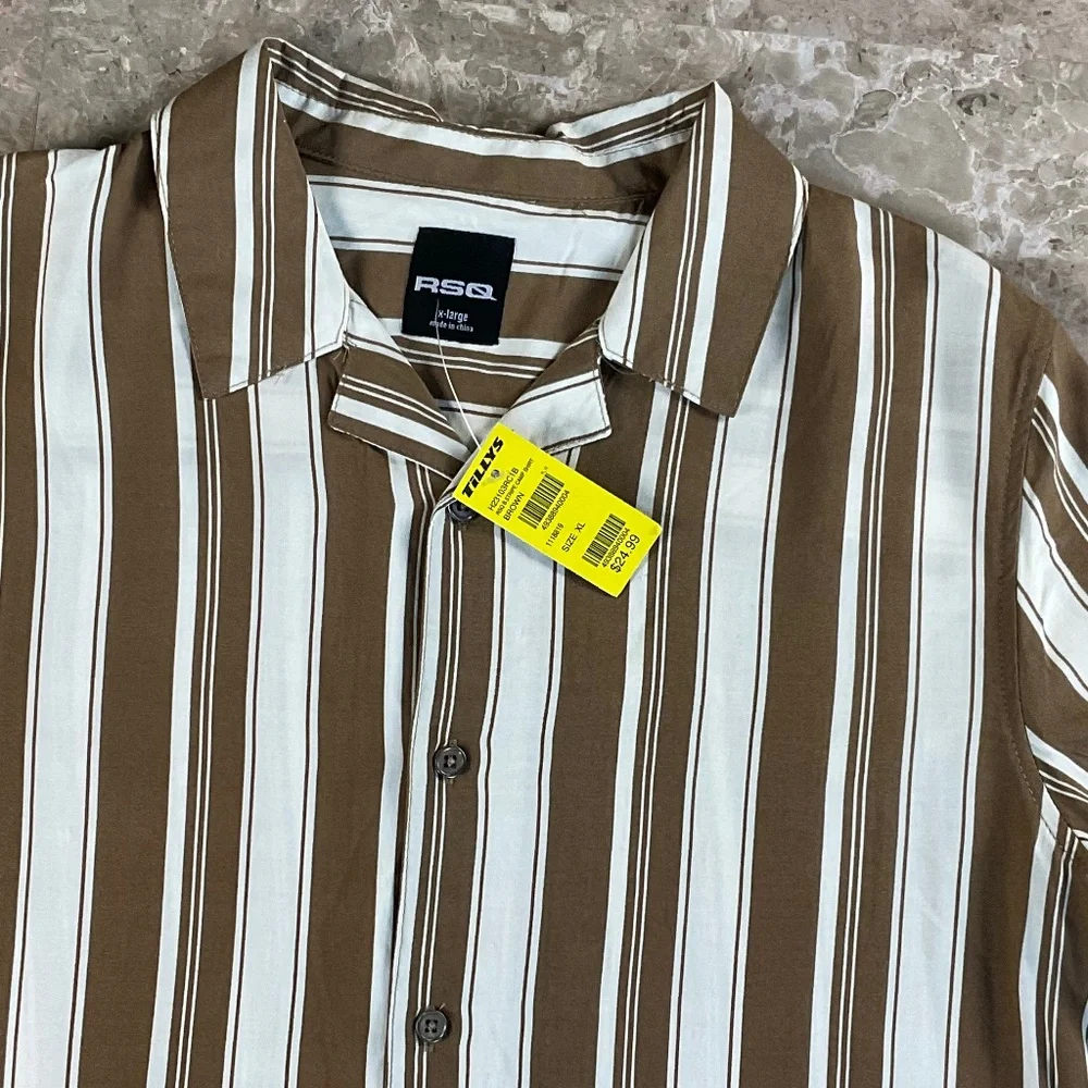 NWT RSQ Striped Short Sleeve Button Up Shirt Size X-Large